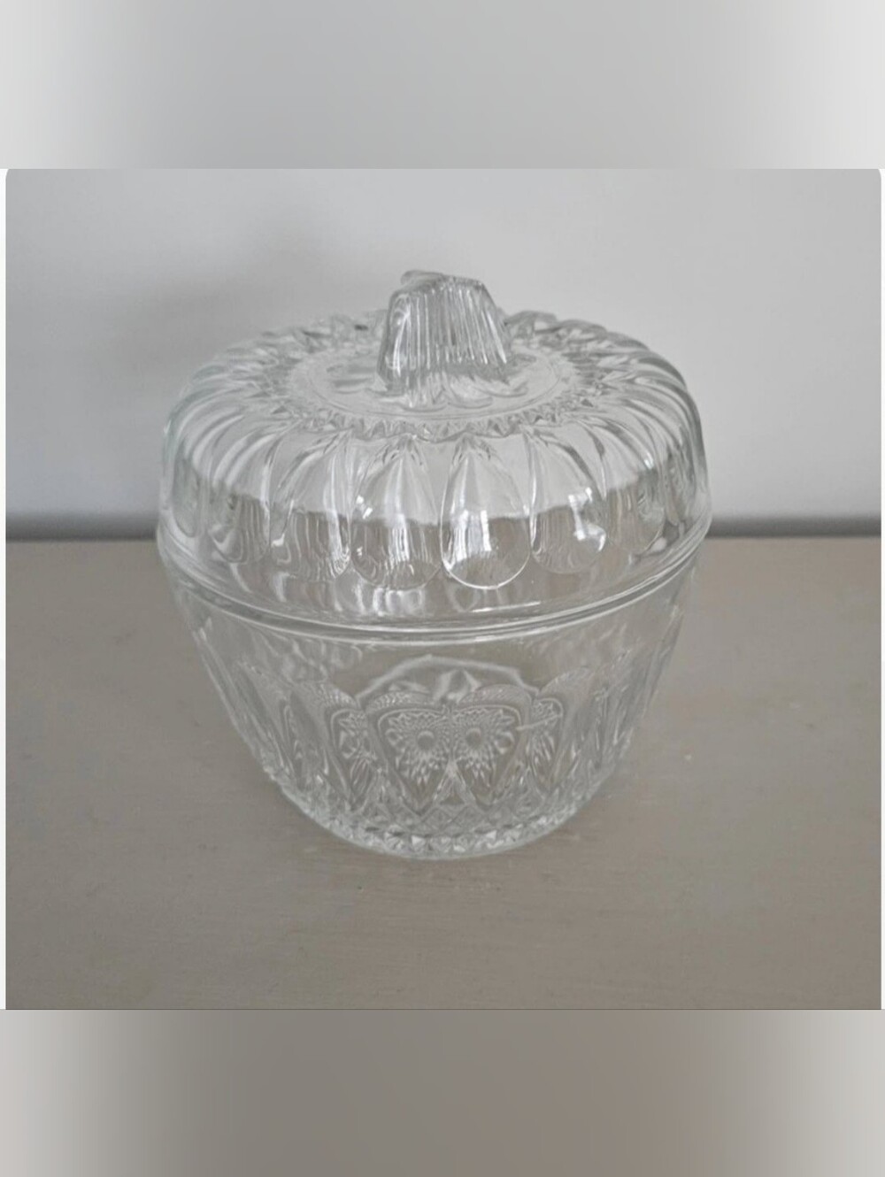 Clear Cut Glass Candy Dish with Lid
